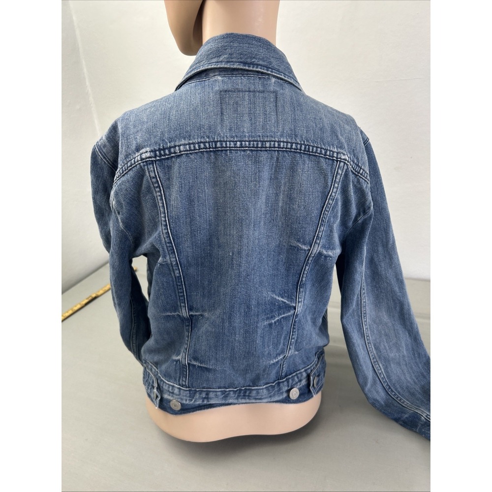Womens Levi's Jeans Silver Label Denim Jacket Medium Whisker Fade Trucker Chic - Picture 2 of 8